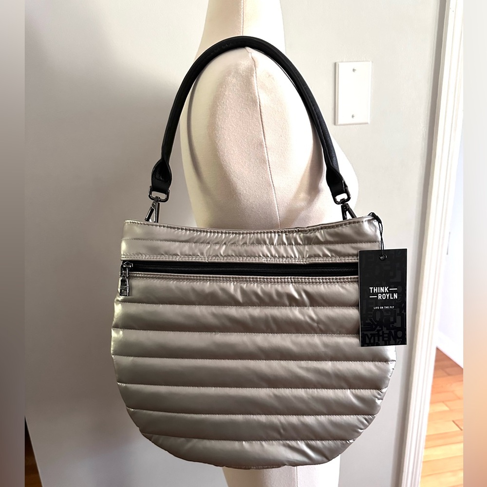 Think Royln “U” Messenger Silver bag with black crossbody strap - Picture 3 of 8